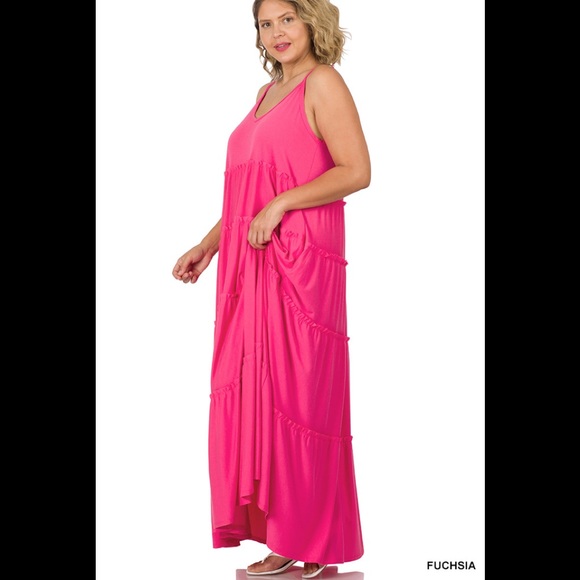 Brand New Plus Size Sleeveless Maxi Fuchsia Dress W/ Pockets Various - Picture 9 of 15